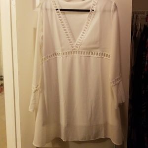 White flutter sleeve mini dress